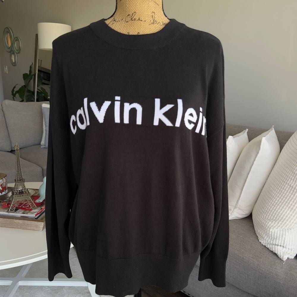 Calvin Klein Black Crewneck Sweater for Men